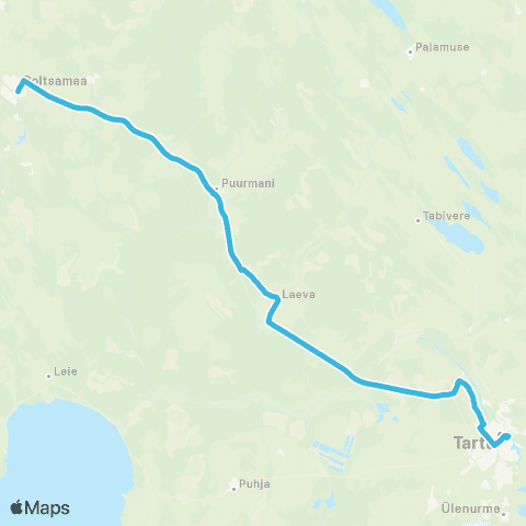 HANSABUSS AS Põltsamaa - Puurmani - Laeva - Vorbuse - Tartu map