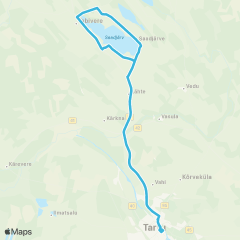 HANSABUSS AS Tartu - Äksi Keskus - Tabivere - Tartu map