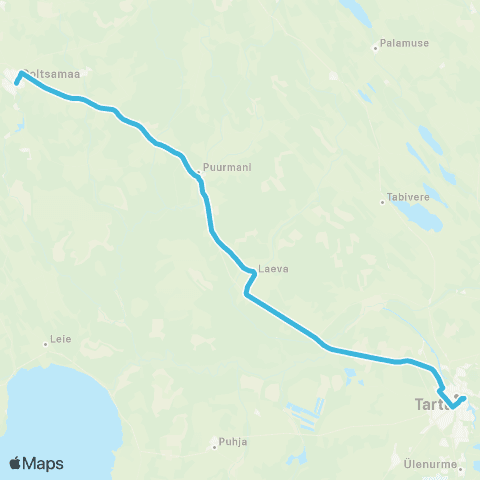 HANSABUSS AS Tartu - Laeva - Puurmani - Põltsamaa map
