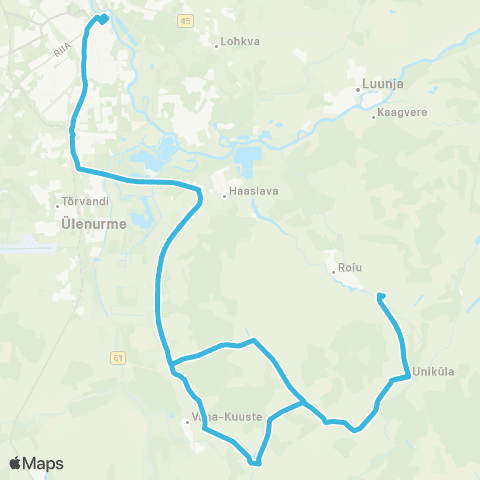 HANSABUSS AS Aardla Küla - Uniküla - Villemi - Tartu map