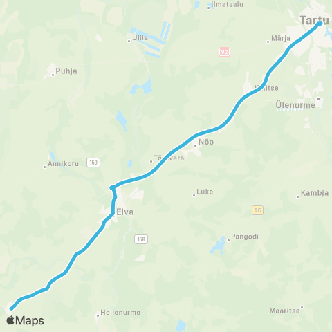 HANSABUSS AS Tartu - Arbimäe - Elva - Rõngu map