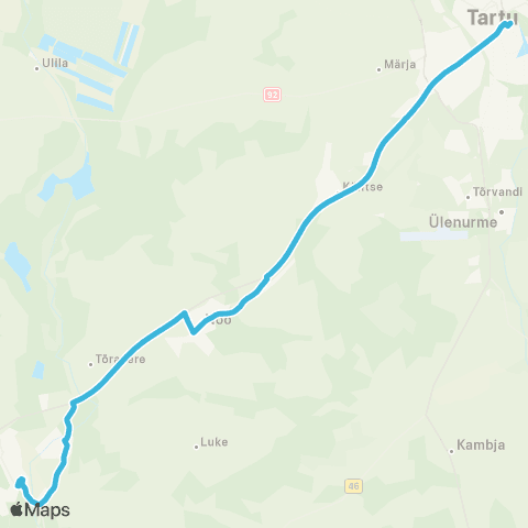 HANSABUSS AS Tartu - Nõo - Peedu - Elva map