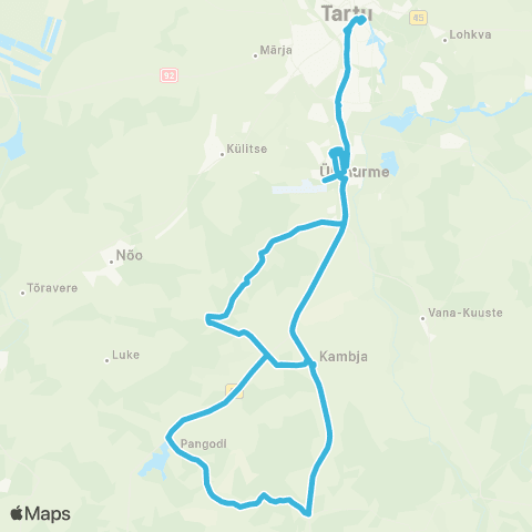 HANSABUSS AS Tartu - Kammeri - Lätiküla - Tartu map