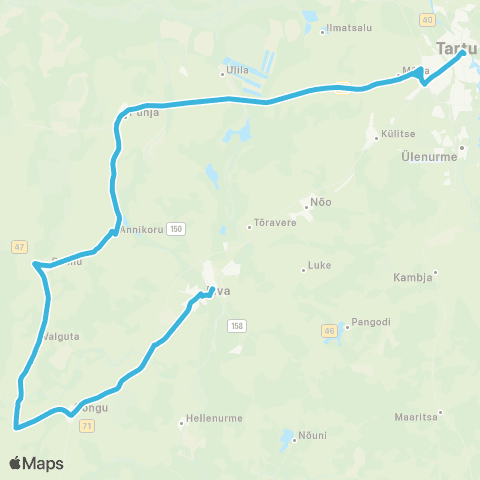 HANSABUSS AS Elva - Rõngu - Rannu - Annikoru - Puhja - Tartu map
