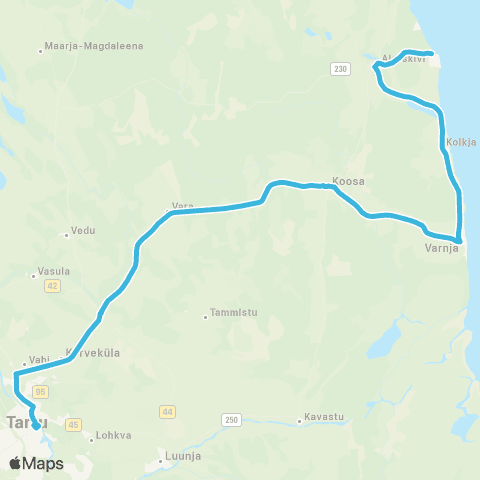 HANSABUSS AS Nina - Alatskivi Kool - Varnja - Koosa - Tartu map