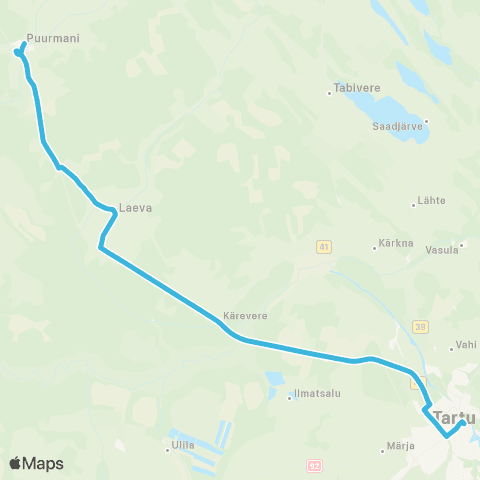 HANSABUSS AS Puurmani - Laeva - Tartu map