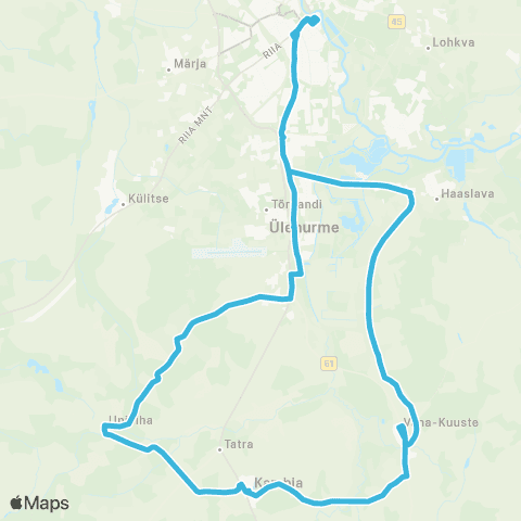 HANSABUSS AS Tartu - Unipiha - Kambja Park - Lange - Tartu map