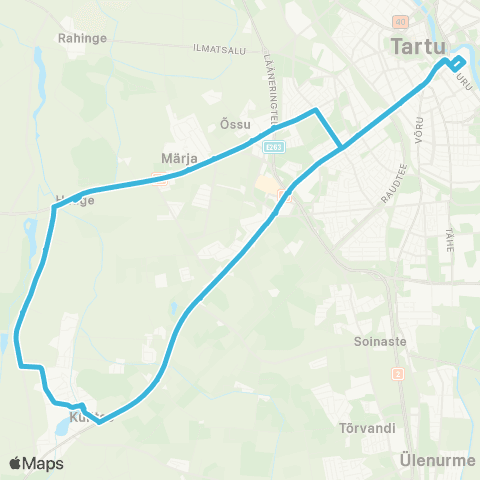 HANSABUSS AS Tartu - Haage - Hobunurme - Tartu map
