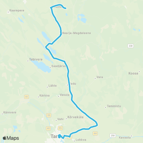 HANSABUSS AS (Saarejärve) - Maarja-Magdaleena - Elistvere Mõis - Vedu - Tartu map