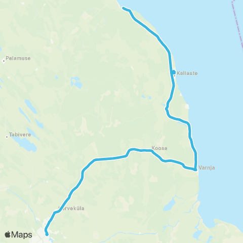 HANSABUSS AS Tartu - Koosa - Varnja - Alatskivi - Kallaste - (Teemeistri) map