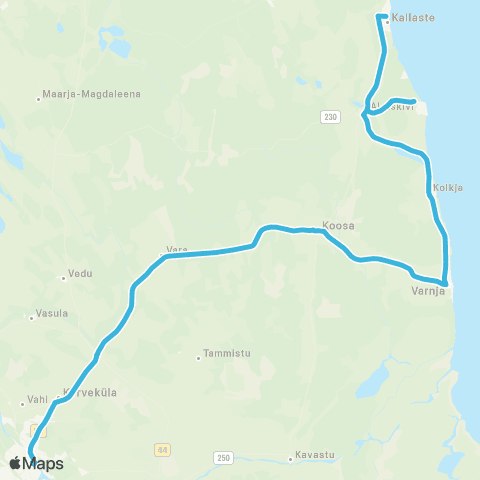 HANSABUSS AS Tartu - Koosa - Varnja - Alatskivi Kool - Kallaste map