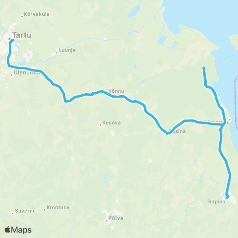 HANSABUSS AS Tartu - Roiu - Võnnu - Laaksaare - Mehikoorma - Räpina map