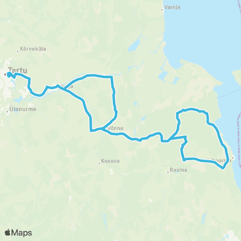 HANSABUSS AS Tartu - Laaksaare Sadam - Mehikoorma - Järvselja - Tartu map