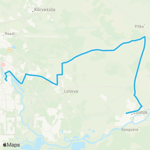 HANSABUSS AS Luunja Kool - Joora - Sahkapuu - Tuuleaasa Tee - Tartu map