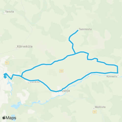 HANSABUSS AS Tartu - Kavastu - Sääsküla - Tartu map