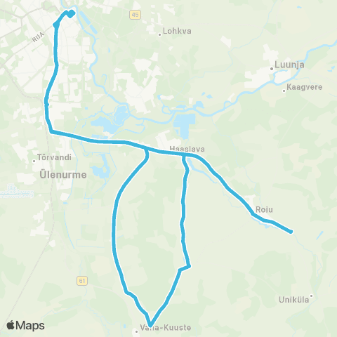 HANSABUSS AS Tartu - Arujõe - Tuigo - Roiu - Tartu map