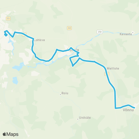 HANSABUSS AS Võnnu - Luunja Kool - Tartu map