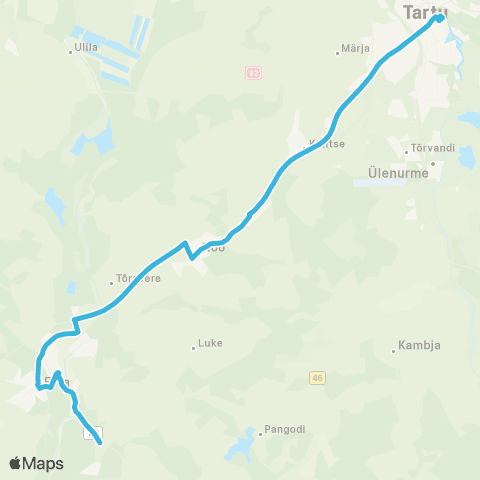 HANSABUSS AS Elva - Illi Suvilad - Elva - Arbimäe - Nõo - Tartu map