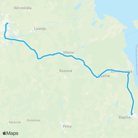 HANSABUSS AS Tartu - Roiu - Võnnu - Rasina - Mehikoorma - Räpina map