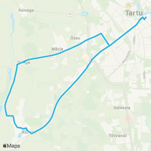 HANSABUSS AS Tartu - Külitse Järve - Haage - Tartu map