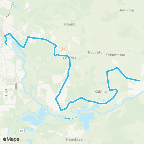 HANSABUSS AS Luunja Kool - Kellukese - Haldja Tee - Soojuse Tee - Tartu map