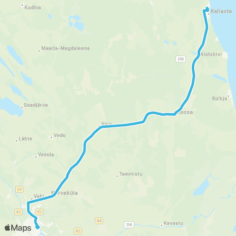 HANSABUSS AS Kallaste - Alatskivi - Koosa - Tartu map