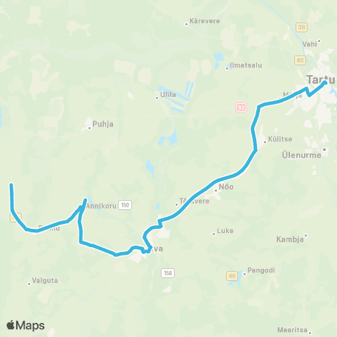 HANSABUSS AS Kaarlijärve - Annikoru - Elva - Haage - Tartu map