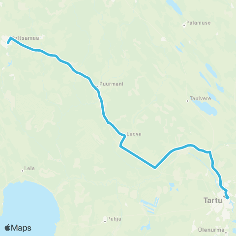 HANSABUSS AS Põltsamaa - Puurmani - Laeva - Õvi - Kärkna - Tartu map