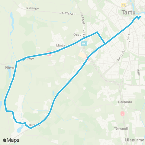 HANSABUSS AS Tartu - Külitse Järve - Haage - Tartu map