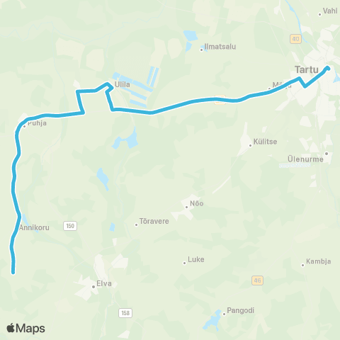 HANSABUSS AS (Suure-Konguta) - Annikoru - Puhja - Ulila - Tartu map