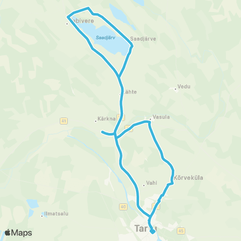 HANSABUSS AS Tartu - Vasula - Lähte - Äksi Keskus - Tabivere - Tartu map