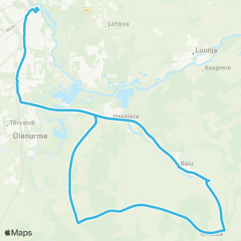 HANSABUSS AS Hariduse - Haaslava - Lange - Hariduse - Haaslava - Tartu map