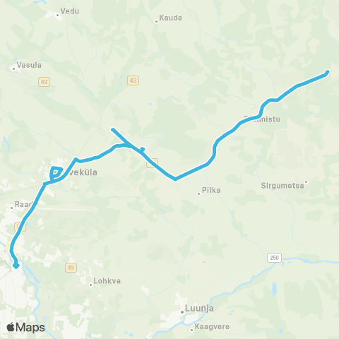 HANSABUSS AS Tartu - Kõrveküla - Tammistu - Taabri - (Aaviku) map
