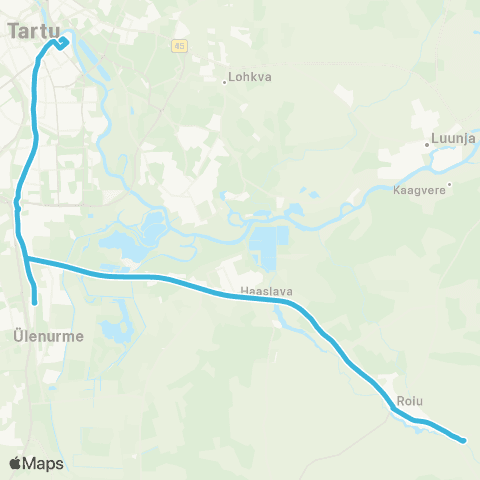 HANSABUSS AS Aardlapalu - Haaslava Kauplus - Hariduse - Roiu - Tartu map