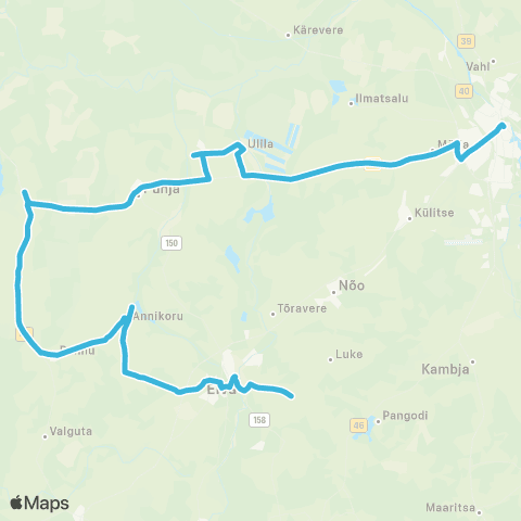HANSABUSS AS (Tamsa) - Elva - Annikoru - Rannu - Puhja - Ulila - Tartu map