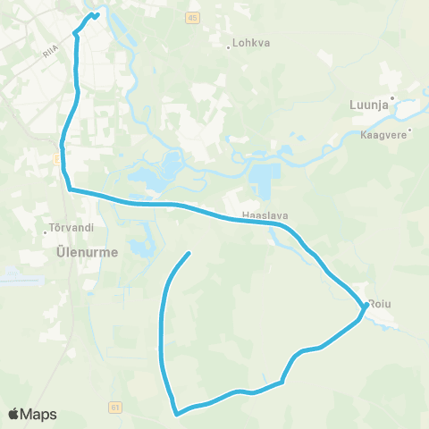 HANSABUSS AS Tartu - Roiu Kauplus - (Lange) - (Aardla Küla) map