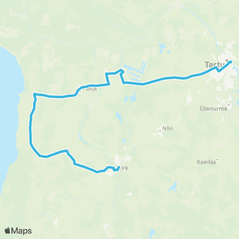 HANSABUSS AS Tartu - Ulila - Puhja - Limnoloogia Tee - Rannu - Elva map