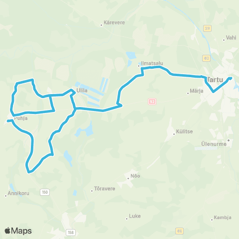 HANSABUSS AS Tartu - Ilmatsalu Kool - Ulila - Puhja - Karijärve - (Ristimäe) map