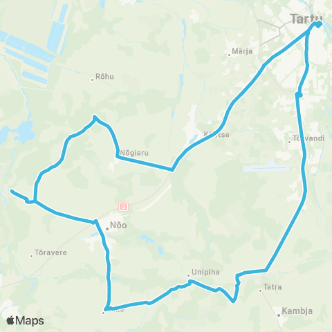 HANSABUSS AS Tartu - Nõgiaru - Meeri - Luke - Aarike - Tartu map