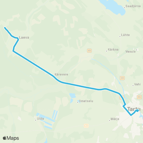 HANSABUSS AS Siniküla - Laeva - Tartu map