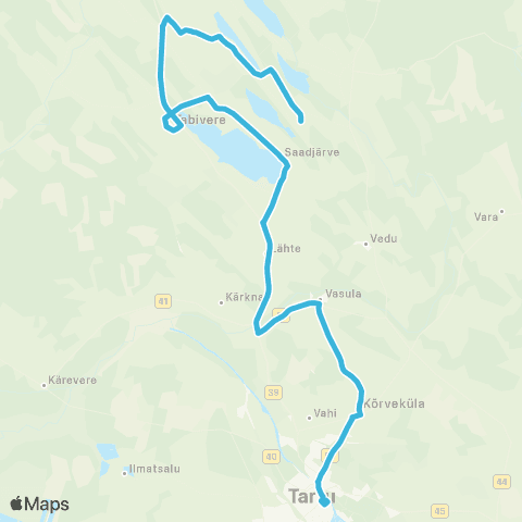 HANSABUSS AS Juula - Tabivere - Lähte - Kõrveküla - Tartu map
