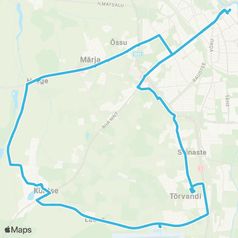 HANSABUSS AS Tartu - Rehe - Tõrvandi - Külitse Järve - Haage - Tartu map
