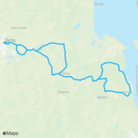 HANSABUSS AS Tartu - Laaksaare Sadam - Mehikoorma - Järvselja - Tartu map