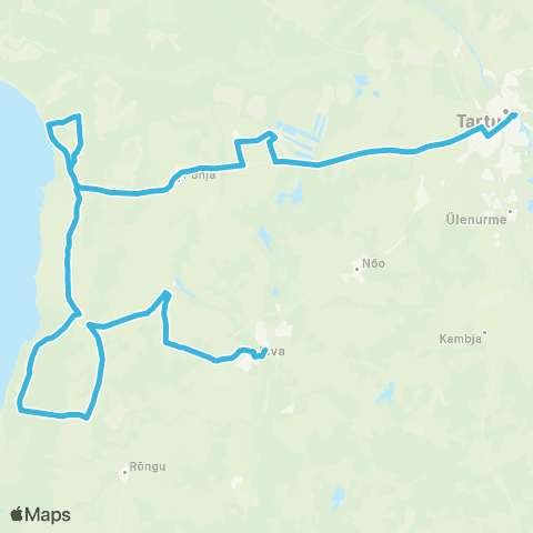 HANSABUSS AS Tartu - Ulila - Puhja - Limnoloogia Tee - Rannu - Annikoru - Elva map