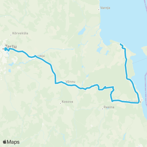 HANSABUSS AS (Arusoo) - Laaksaare Sadam - Mehikoorma - Järvselja - Tartu map