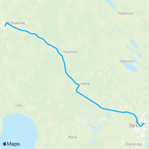 HANSABUSS AS Tartu - Laeva - Puurmani - Põltsamaa map