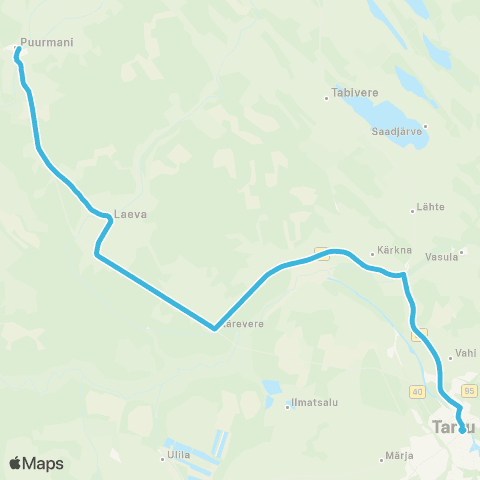 HANSABUSS AS Tartu - Kärkna - Õvi - Laeva - Puurmani map