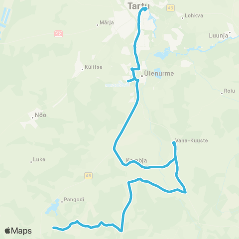 HANSABUSS AS (Palumäe) - (Kammeri) - Suure-Kambja - Kuuste - Kambja - Tartu map