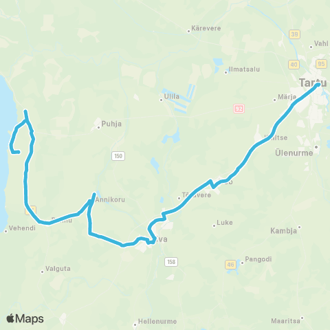 HANSABUSS AS Tartu - Nõo - Elva - Annikoru - Rannu - Väike-Rakke - (Järveküla) map