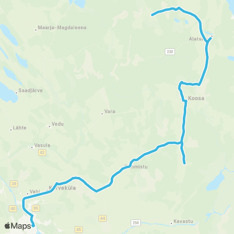 HANSABUSS AS Tartu - Tammistu - Koosa - Alatskivi - Kokora - (Nõva) map